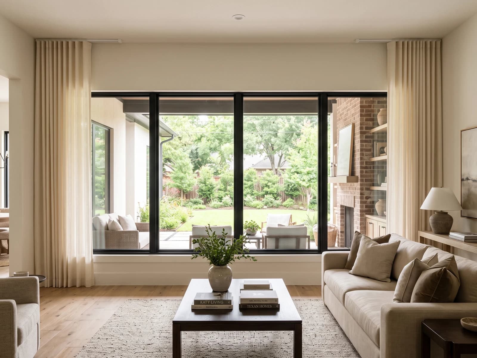 Two fixed Ripple Fold stationary panels framing a standard-height window
